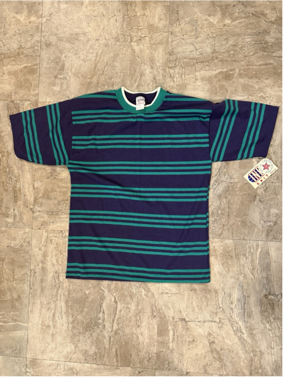 Indy Knit Other - VTG 80s Indy Knit Short Sleeve Striped T-Shirt M Made In USA Bold Stripes NWT